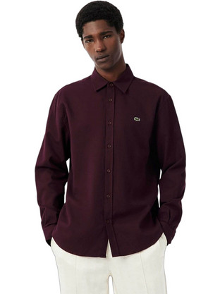 Lacoste Ανδρικό Πουκάμισο Βαμβακερό Μακρυμάνικο Κανονική Γραμμή Μπορντό CH8724