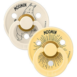 BIBS Moomin Moomintroll Πιπίλες Καουτσούκ 12-18m Ivory Pale Butter 2τμχ