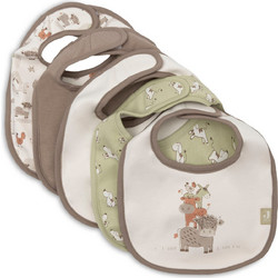 Jollein Barn Buddies Σετ Αδιάβροχες Σαλιάρες Υφασμάτινες με Αυτοκόλλητο Πολύχρωμες 5τμχ