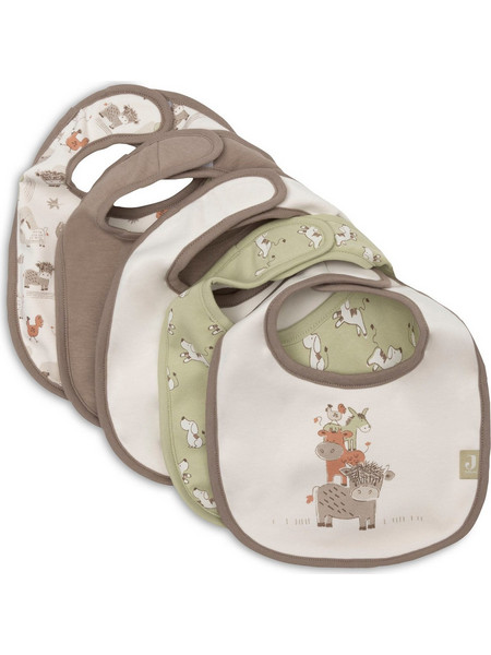 Jollein Barn Buddies Σετ Αδιάβροχες Σαλιάρες Υφασμάτινες με Αυτοκόλλητο Πολύχρωμες 5τμχ