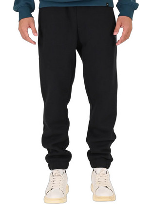 Double Ανδρικό Παντελόνι Φόρμας Fleece με Λάστιχο Μαύρο 262MPAN-6055