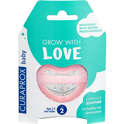 Curaprox Grow With Love Ορθοδοντική Πιπίλα Σιλικόνης Ροζ 30m+