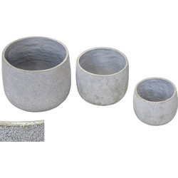 Σετ Γλάστρες Στρογγυλές Fiberglass Γκρι 39x31cm 3τμχ 0511511