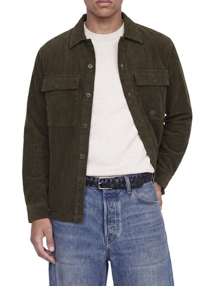 Jack & Jones Ανδρικό Πουκάμισο Κοτλέ Μακρυμάνικο Κανονική Γραμμή Overshirt Dark Brown 12301355