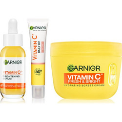 Garnier Vitamin C Serum 30ml + Fresh & Bright Sorbet Cream 85ml + Cream SPF50+ 40ml
