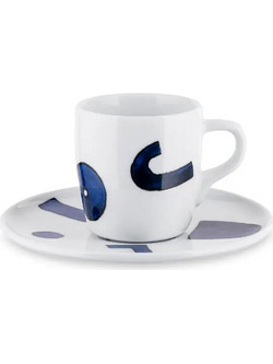 Alessi Itsumo Yunoki Φλιτζάνι Espresso & Ελληνικού Καφέ Πορσελάνης Λευκό Μπλε 85ml NF08/76S