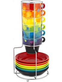 Pylones Palette Σετ Φλιτζάνια Espresso & Ελληνικού Καφέ Πορσελάνης Πολύχρωμα 60ml 6τμχ 36927
