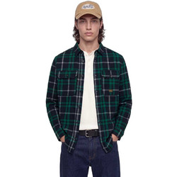 Jack & Jones Ανδρικό Πουκάμισο Βαμβακερό Καρό Μακρυμάνικο Κανονική Γραμμή Overshirt Navy Μπλε 12301357