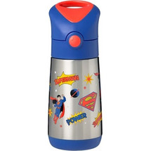 B.Box Superman Παιδικό Παγούρι Θερμός Ανοξείδωτο BPA Free με Καλαμάκι Ασημί Μπλε Κόκκινο 350ml