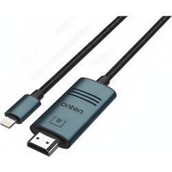Onten Καλώδιο Braided HDMI Male to Lightning Male 2m Black OTN-7577
