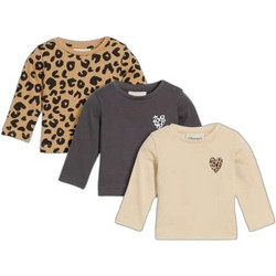 Bonprix Σετ Παιδικά T-Shirt Μακρυμάνικα Μπεζ Γκρι 963602