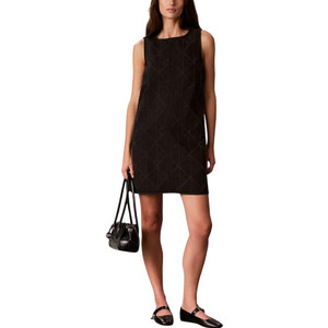 Calvin Klein Mini Καλοκαιρινό Καθημερινό Φόρεμα Τζιν Μαύρο LV047H781G-4B3