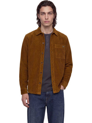 Jack & Jones Ανδρικό Πουκάμισο Κοτλέ Μακρυμάνικο Κανονική Γραμμή Overshirt Καφέ 12299048
