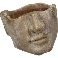 JK Home Decoration Κασπώ Πρόσωπο Πήλινο Χρυσό 17x15x12cm