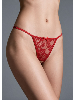 Milena By Paris Γυναικείο Sexy String με Δαντέλα Κόκκινο 6997