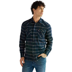 Wrangler Ανδρικό Πουκάμισο Βαμβακερό Καρό Μακρυμάνικο Κανονική Γραμμή Navy Μπλε 112386956