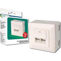 Εξωτερική Διπλή Πρίζα Δικτύου RJ45 Digitus Τύπου Cat5 shielded σε Λευκό Χρώμα (DN-9002-N) DN-9002-N