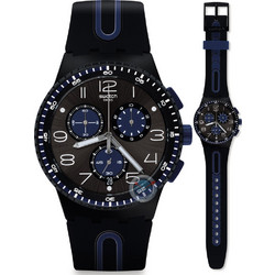 Swatch Ανδρικό Ρολόι Χρονογράφος με Μπλε Καουτσούκ Λουράκι SUSB406