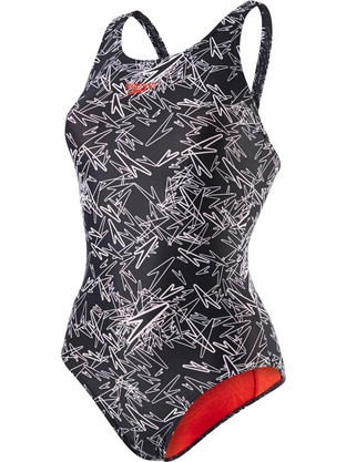 Speedo Boom Allover Muscleback Αθλητικό Γυναικείο Μαγιό Ολόσωμο Μαύρο 810818-B351