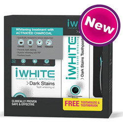 iWhite Dark Stains Whitening Kit with Toothpaste & Toothbrush Kit Λεύκανσης Δοντιών Ενεργού Άνθρακα