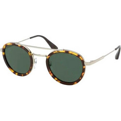Prada SPR 56XS 02A728 Ανδρικά Γυαλιά Ηλίου Στρογγυλά Μεταλλικά Καφέ με Πράσινο Polarized Φακό