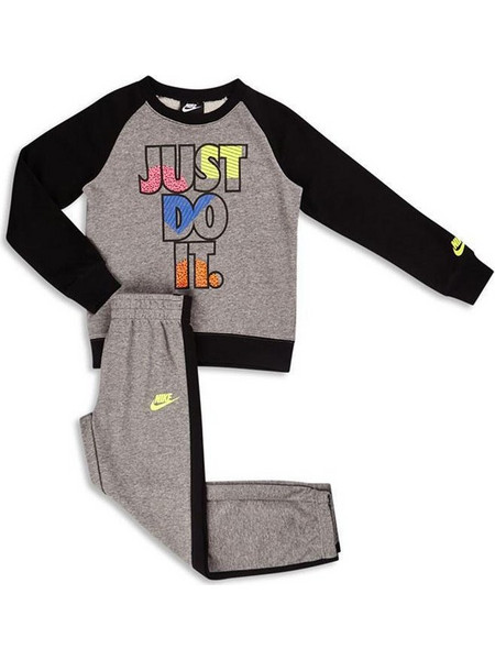 Nike JDI Fleece Crew Παιδικό Σετ Φόρμας Γκρι 86G985-GEH