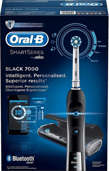 Ηλεκτρική Οδοντόβουρτσα Oral-B Black Pro 7000 Ηλεκτρική Οδοντόβουρτσα με Χρονομετρητή Αισθητήρα Πίεσης & Θήκη Ταξιδίου