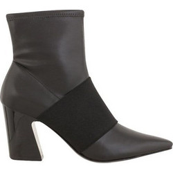 Nine West Delayna10 Γυναικεία Μποτάκια Αστραγάλου Δερμάτινα Μαύρα με Χοντρό Ψηλό Τακούνι 25034012-3WC