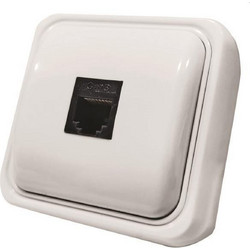 Πρίζα Μίνι data μονή RJ45 8P8C επίτοιχη λευκή 147-16245 EUROLAMP