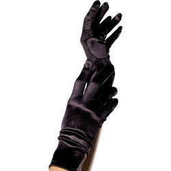 LEG AVENUE SATIN GLOVES BLACK