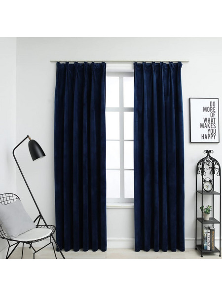 vidaXL Κουρτίνα Συσκότισης με Γάντζους 140x225 Μπλε 134533 2τμχ