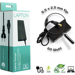 Lapton Φορτιστής Laptop 60W 12V 5A με Ενσωματωμένο Καλώδιο Τροφοδοσίας TPG-AC24