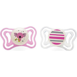Chicco PhysioForma Light Ανατομικές Ορθοδοντικές Πιπίλες Σιλικόνης Νυκτός 6-16m Κοάλα Ριγέ Ροζ 2τμχ