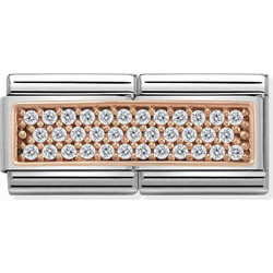 Nomination Composable Classic Double Link ροζ χρυσό 9Κ pave με ζιργκόν 430731/01