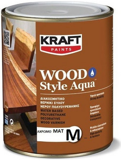 Kraft Paints Wood Style Aqua Βερνίκι Επιφάνειας Ξύλου Έτοιμο προς Χρήση Ματ Διάφανο 0.75lt