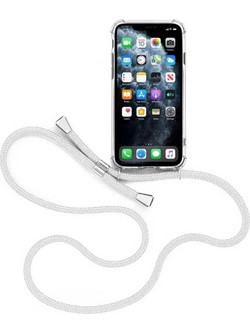 Cord Silicone Διάφανη Θήκη Για Apple iPhone 11 Pro Με Λουρί Ασπρο