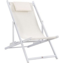 HomeMarkt Σεζλόνγκ Ξύλινη με Λευκό Ύφασμα HM5076.04