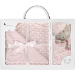 Interbaby Bear Κουβέρτα Αγκαλιάς Βελουτέ 80x110 + Πανάκι Παρηγοριάς Ροζ