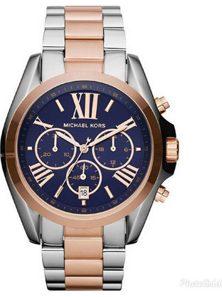 Michael Kors Bradshaw Γυναικείο Ρολόι Χρονογράφος με Ασημί Ροζ Χρυσό Μεταλλικό Μπρασελέ MK5606