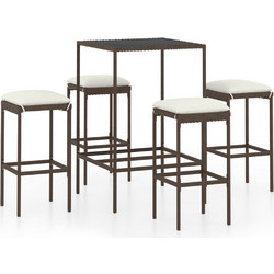 vidaXL Σετ Μπαρ Κήπου Rattan 5τμχ Καφέ 3064819
