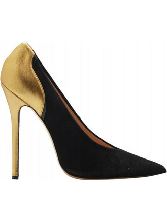 VLASSI HOLEVA BLACK SUEDE PUMPS WITH GOLD HEEL SW2012-BLACK/GOLD