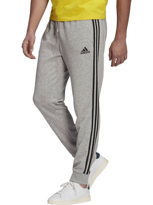 Adidas Essentials Tapered Cuff 3 Stripes Ανδρικό Παντελόνι Φόρμας με Λάστιχο Γκρι GK8889
