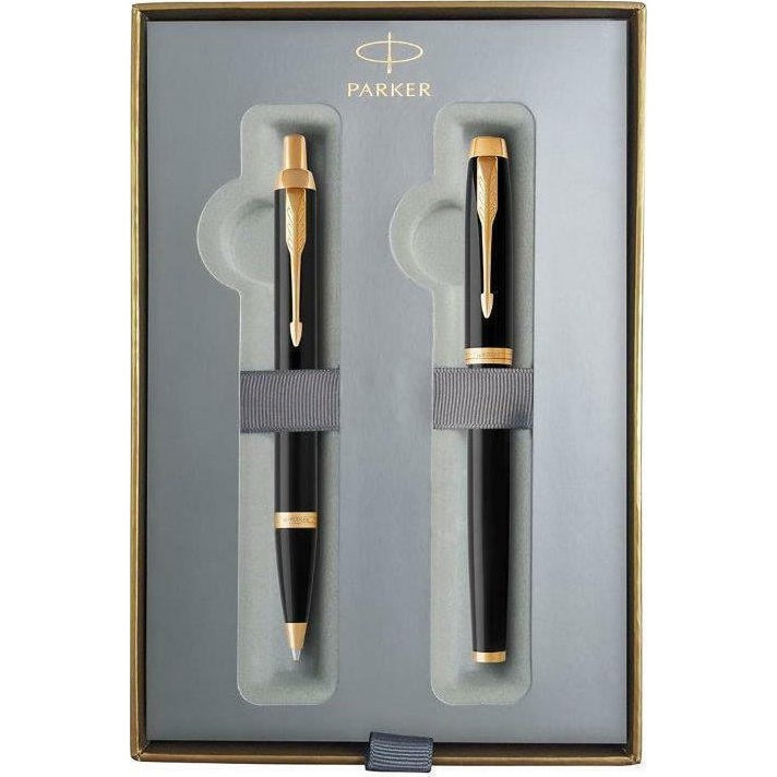 Parker IM Core Laque Black RB+ΒP Gold Σετ Στυλό Υγρής Μελάνης Μπλε