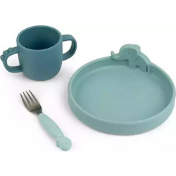 Done by Deer Set Peekaboo Friends Βρεφικό Σετ Φαγητού Σιλικόνης Blue