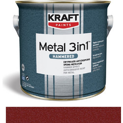 Kraft Paints Metal 3 in 1 Hammered Αντισκωριακό Μετάλλου Μπορντό 418 Σφυρήλατο 0.75lt