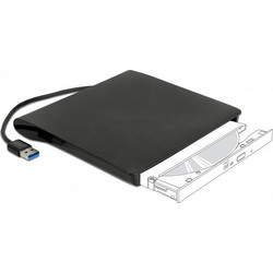 Delock External Enclosure For 5.25'' Ultra Slim SATA Drives 9.5 mm To USB Type-A Male Black 42603