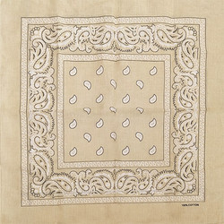 Unisex Μαντήλι Μπαντάνα - Cotton - Bandana - Vintage Σχέδιο - Μπεζ - 1