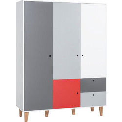 PoliHome Τρίφυλλη Ντουλάπα Ρούχων Concept Γκρι 153x55x201cm 16731119
