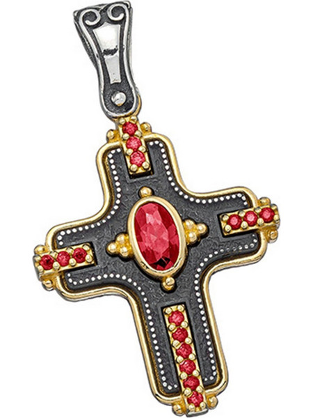 Σταυρός Anastasios Creations ασήμι 925 βυζαντινός με γρανάδα ST26
