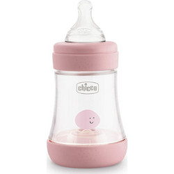 Chicco Perfect 5 Πλαστικό Μπιμπερό με Θηλή Σιλικόνης κατά των Κολικών 0m+ Ροζ 150ml